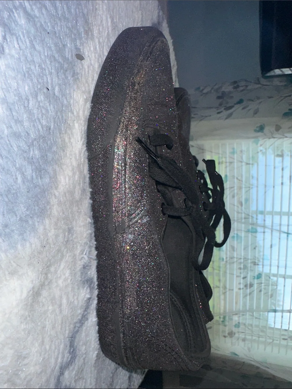 Vans Kids' Black Glitter Sneakers